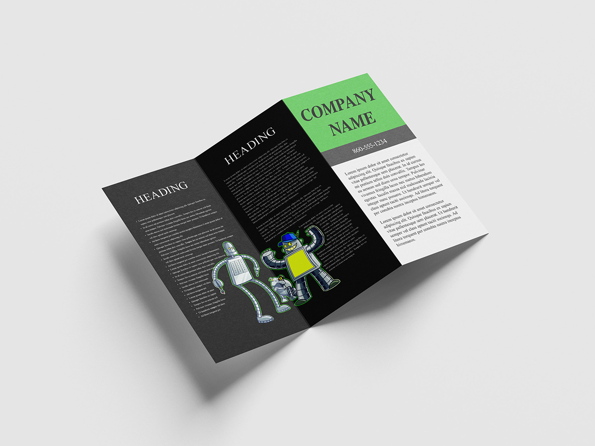 Tri-fold brochure mockup representing professional brochure printing services from Sign Professionals in Uncasville CT.