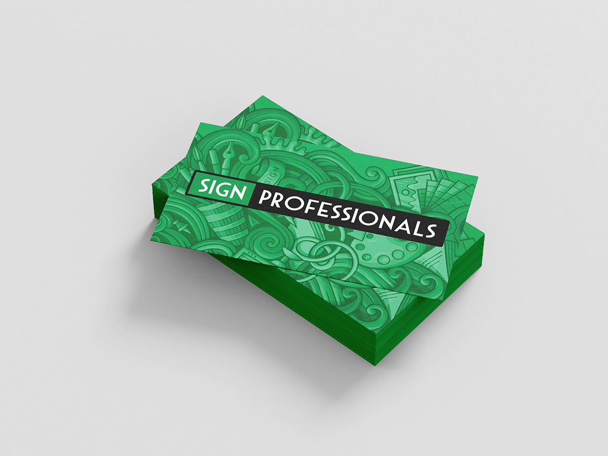 Business card mockup showcasing custom card printing services by Sign Professionals in Uncasville CT.