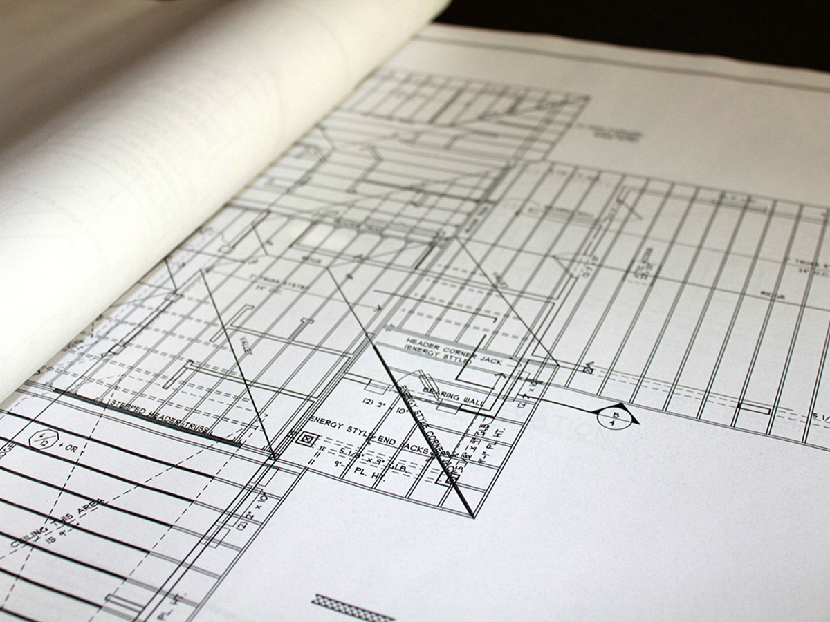 Blueprint mockup featuring detailed plan printing services available at Sign Professionals in Uncasville CT.