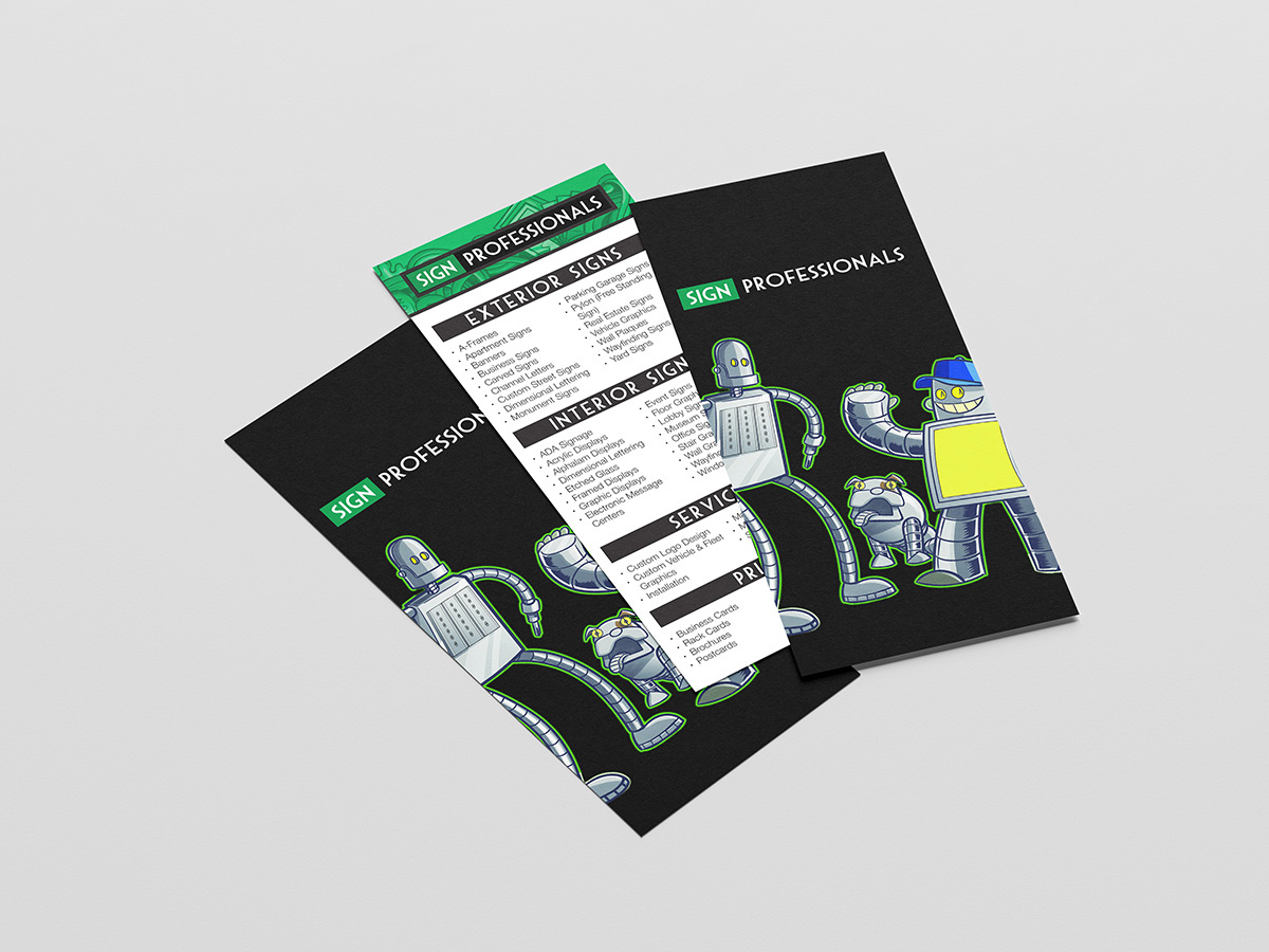 Rack card mockup highlighting promotional rack card printing offered by Sign Professionals in Uncasville CT.